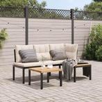 vidaXL 3-delige Loungeset met kussens gepoedercoat staal, Tuin en Terras, Tuinsets en Loungesets, Verzenden, Nieuw, Loungeset