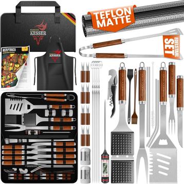 KESSER® RVS Barbecuebestekset - 37-delig - inc. tas - Bruin, Verzenden
