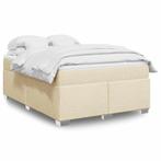 vidaXL Boxspring met matras stof crèmekleurig 140x190 cm, Huis en Inrichting, Slaapkamer | Bedden, Verzenden, Nieuw