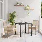 vidaXL Tuinstoelen 2 stuks met kussens in beige poly rattan, Tuin en Terras, Tuinstoelen, Verzenden, Nieuw