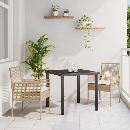 vidaXL Tuinstoelen 2 stuks met kussens in beige poly rattan, Tuin en Terras, Tuinstoelen, Nieuw, Verzenden