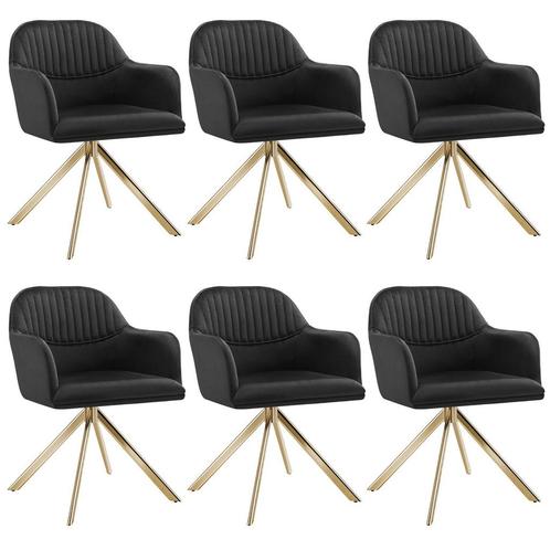 tectake Lona fluwelen draaistoel met dikke vulling - zwart/g, Huis en Inrichting, Stoelen, Verzenden