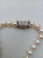 Halsketting - 18 karaat Witgoud Parel - Diamant, Handtassen en Accessoires, Kettingen, Nieuw