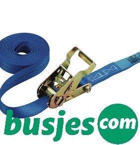 Spanband blauw, met ratelgesp en 2x fitting, 25mm x 5000mm, Verzenden