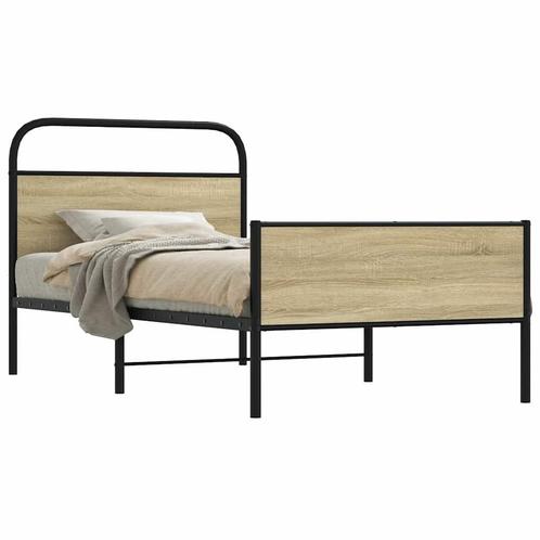 vidaXL Cadre de lit sans matelas 100x200 cm chêne sonoma, Maison & Meubles, Chambre à coucher | Lits, Neuf, Envoi