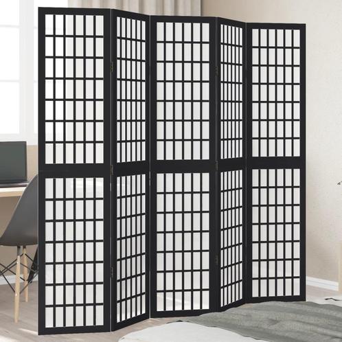 vidaXL Kamerscherm met 5 panelen massief paulowniahout zwart, Huis en Inrichting, Woonaccessoires | Overige, Nieuw, Verzenden