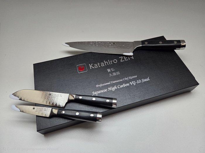 Katahiro Zen - Keukenmes - Professionele Damascus chefs, Antiek en Kunst, Antiek | Keukengerei