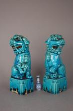 A Pair of two exceptional Turquoise Glazed Foo Lions - 18th, Antiek en Kunst