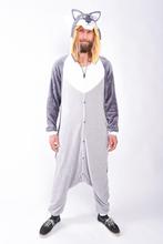 Onesie Grijze Wolf Pak M-L Wolvenpak Kostuum Grijs Husky Pak, Ophalen of Verzenden