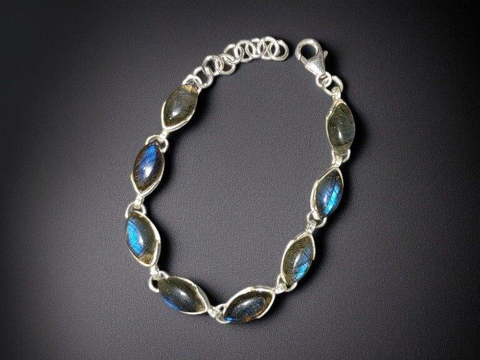 Armband en labradoriet en zilver 925 duizendsten., Verzamelen, Mineralen en Fossielen