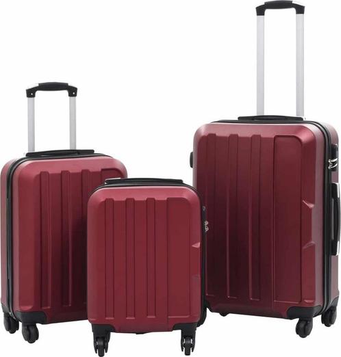 vidaXL - 3-delige kofferset hard - ABS - wijnrood, Caravans en Kamperen, Kampeeraccessoires, Zo goed als nieuw, Verzenden