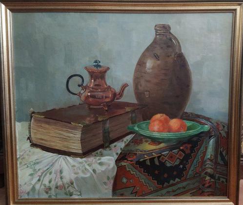 Jac Voorhaar (XX) - Stilleven met kruik , fruitschaal en een, Antiek en Kunst, Kunst | Schilderijen | Klassiek