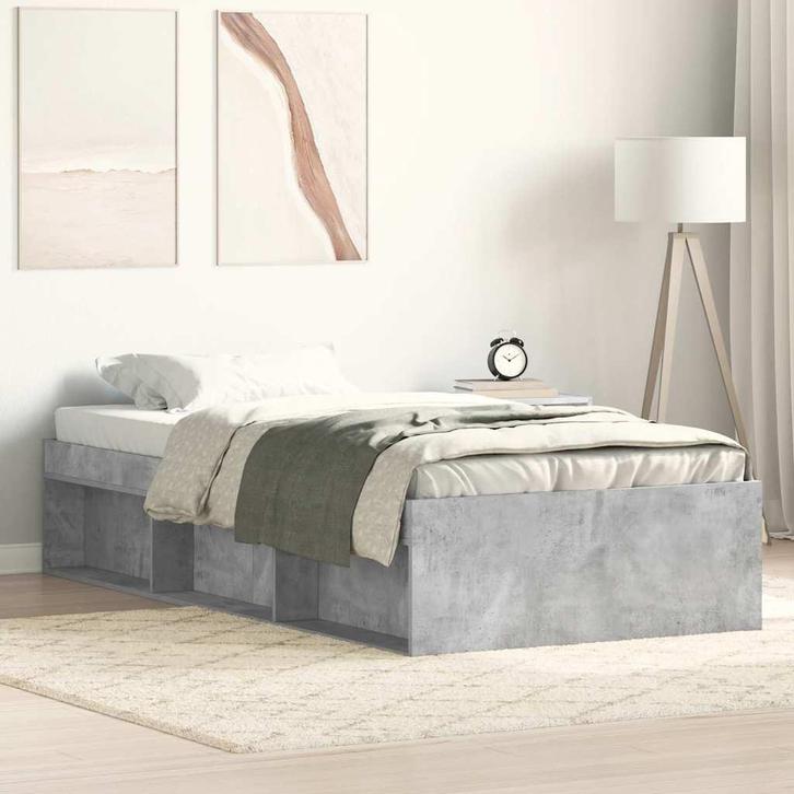 vidaXL Bedframe betongrijs 100x200 cm, Huis en Inrichting, Slaapkamer | Bedden, Nieuw, Verzenden