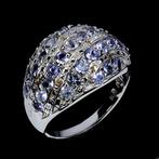 Zonder Minimumprijs - Ring Zilver Tanzaniet - Saffier - 42, Handtassen en Accessoires, Ringen, Nieuw