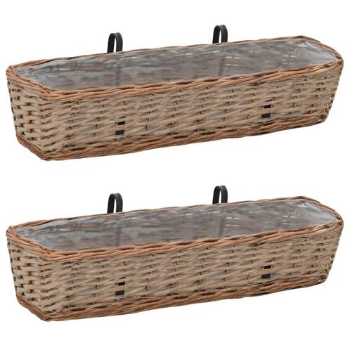 vidaXL Balkonbakken 2 st 80 cm wicker met PE-voering, Tuin en Terras, Bloempotten, Nieuw, Verzenden