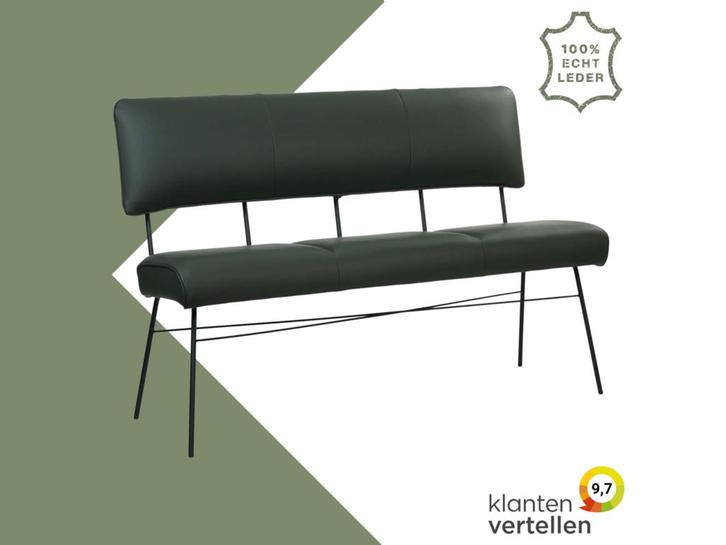 Leren eetkamerbank Solid - Toledo Verde (donkergroen) -, Antiek en Kunst, Antiek | Meubels | Stoelen en Sofa's, Ophalen of Verzenden