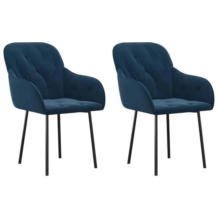 Blauwe Fluwelen Stoelen 2 stuks | Retour Deal | Direct Me..., Huis en Inrichting, Stoelen, Blauw, Twee, Nieuw, Stof, Verzenden