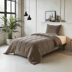 Lazy all-in-one dekbed Velvet - taupe - 1-persoons | 140 x, Huis en Inrichting, Verzenden, Nieuw