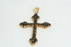 Hanger - 18 karaat Geel goud Granaat - Gouden kruis hanger, Handtassen en Accessoires