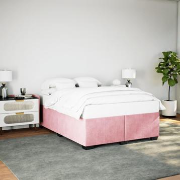 vidaXL Bedframe fluweel roze 160x200 cm, Verzenden