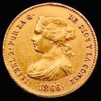 Spanje. Isabel II (1833-1868). 4 Escudos - 1866 - (R174), Postzegels en Munten, Munten | Europa | Niet-Euromunten