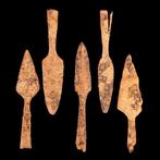 Oud-Romeins Groep van vijf ijzeren speerpunten (Zonder, Antiek en Kunst