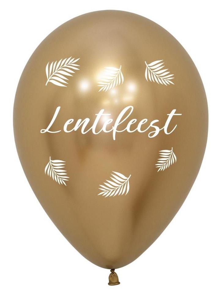 Ballonnen Lentefeest Palms Reflex Gold 30cm 25st, Hobby en Vrije tijd, Feestartikelen, Nieuw, Verzenden