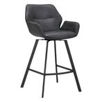 Barkrukken | PERLA | Leer/Metaal | Anthracite | Zwarte, Zakelijke goederen, Verzenden, Nieuw in verpakking