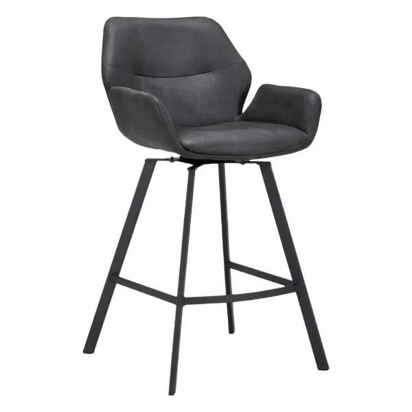 Barkrukken | PERLA | Leer/Metaal | Anthracite | Zwarte, Zakelijke goederen, Horeca | Keukenapparatuur, Nieuw in verpakking, Verzenden