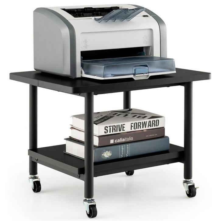2dekans | Coast Printertafel met 4 Wielen - Zwart - 49 x 40, Huis en Inrichting, Bureaus, Ophalen of Verzenden