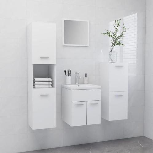 vidaXL Badkamermeubelset spaanplaat wit, Maison & Meubles, Salle de bain | Meubles de Salle de bain, Envoi