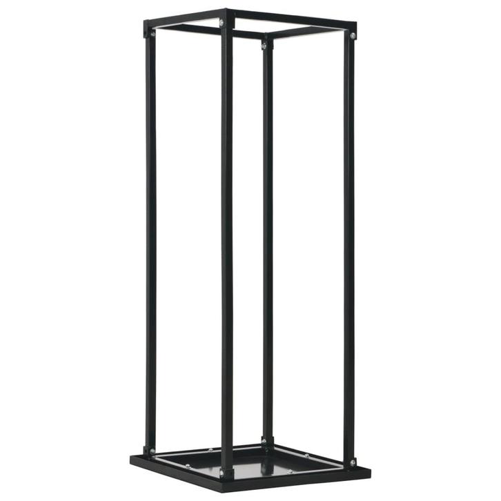 vidaXL Haardhoutrek met basis 37x37x113 cm staal zwart, Tuin en Terras, Brandhout, Verzenden