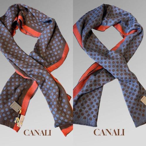 Canali - CANALI REVERSIBLE WOVEN SPOTTED WOOL SCARF LUX -, Antiquités & Art, Tapis & Textile