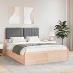 vidaXL Bedframe met Gevoerde Hoofdbord Donkergrijs 140 x 200, Huis en Inrichting, Slaapkamer | Bedden, Verzenden, Nieuw