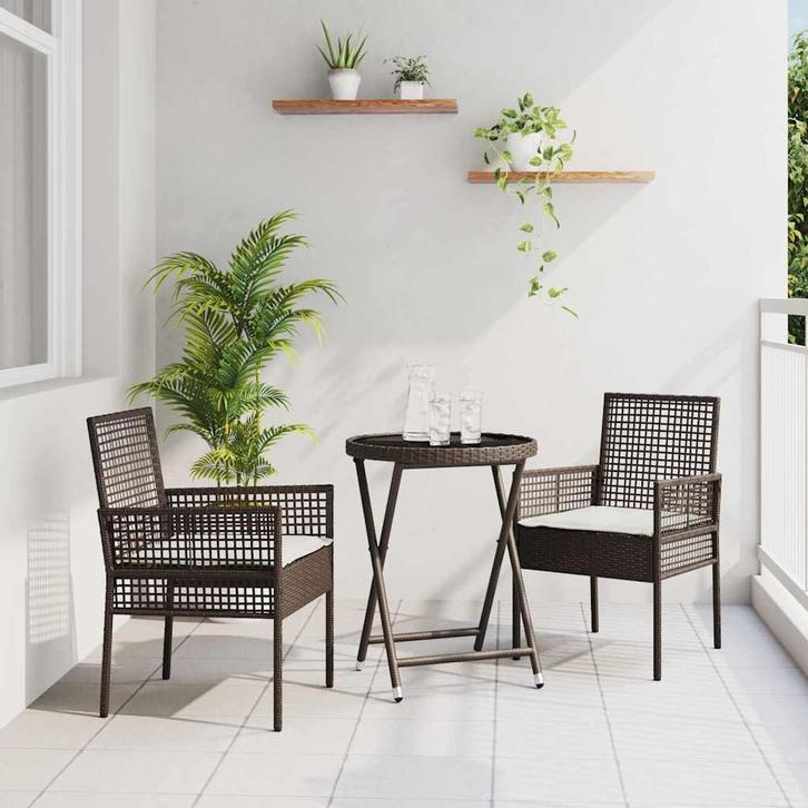 vidaXL Tuin Bistro Set 3 pcs Bruin poly rattan, Jardin & Terrasse, Ensembles de jardin, Envoi