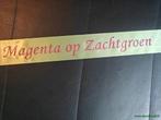 Bedrukt lint Zachtgroen met Magenta opdruk 70 mm 80 cm, Huis en Inrichting, Nieuw
