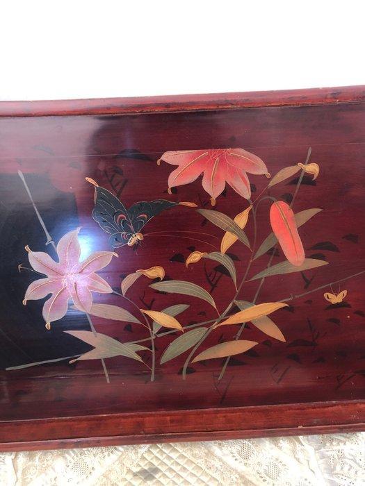 Dienblad - Hout, Prachtig groot dienblad, handgeschilderd, Antiek en Kunst, Antiek | Keukengerei