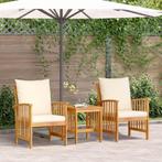 vidaXL Tuinbank Set met kussen 3 pcs Bruin Massief, Tuin en Terras, Verzenden, Nieuw