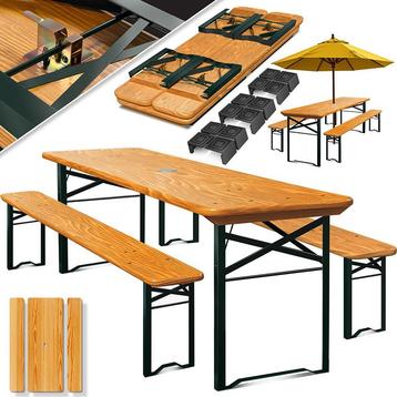 Biertafel / picknicktafel - tuintafel met banken - 170 x 46, Verzenden