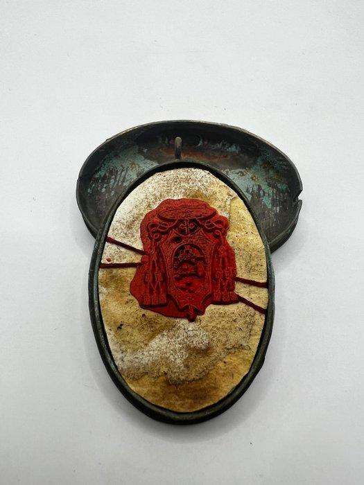 Reliekhouder - Brons, Gouden cartiglio - 20e eeuw - San, Antiek en Kunst, Kunst | Niet-Westerse kunst