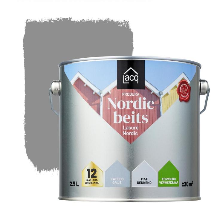 Lacq Produra Nordic Beits Zweeds Grijs 2.5L, Doe-het-zelf en Bouw, Verf, Beits en Lak, Nieuw, Verzenden