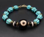Howlite turquoise, obsidiaan - boeddhistische armband - Dzi, Antiek en Kunst