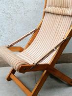 Chaise longue - bois, tissu - Chaise longue pliable des