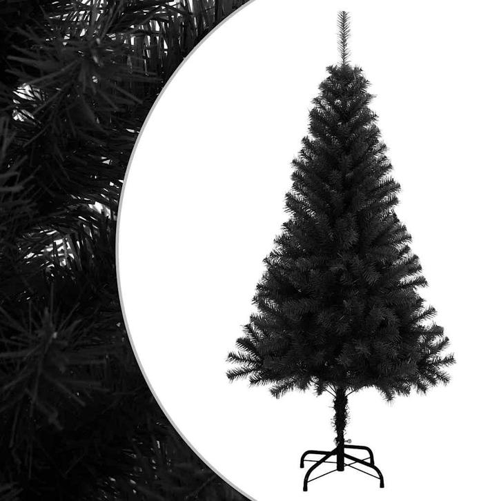vidaXL Kunstkerstboom met standaard 120 cm PVC zwart, Diversen, Kerst, Nieuw, Verzenden
