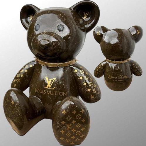 AmsterdamArts - XL Louis Vuitton Brown & marble gold teddy, Antiquités & Art, Art | Peinture | Moderne