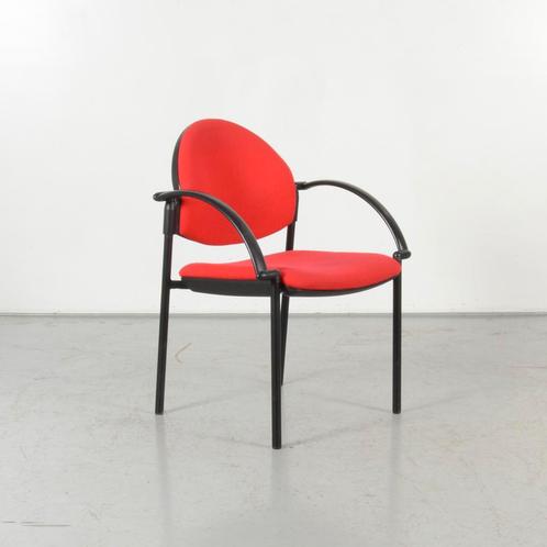 Frontseat vergaderstoel, rood, 4-poot onderstel, Huis en Inrichting, Stoelen, Gebruikt, Ophalen of Verzenden