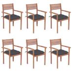 vidaXL Chaises de jardin empilables avec coussins 6 pcs, Neuf, Verzenden