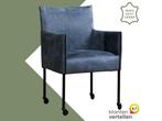 Leren eetkamerstoel More - Kenia Denim (blauw) - Poten, Huis en Inrichting, Stoelen, Bohemian, Industrieel, Modern, Scandinavisch