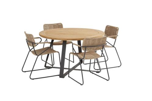 Taste by 4 Seasons Swing dining set naturel met Basso tafel, Jardin & Terrasse, Ensembles de jardin