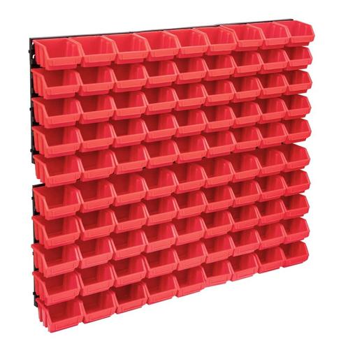 vidaXL 96-delige Opslagbakkenset met wandpanelen rood en, Doe-het-zelf en Bouw, Gereedschapskisten, Nieuw, Verzenden